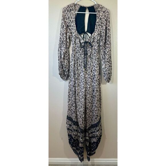 Free People Forever Timeless Soulmate Flowy Bohemian Jumpsuit W/ Back Cut Out S - Picture 7 of 16